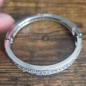 Silver Cuffed  Crystal  Bracelet